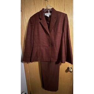 Rena Rowan Women's Burgundy Wool Blend 2-Button Sz 16 Blazer Sz 14 Pants Career
